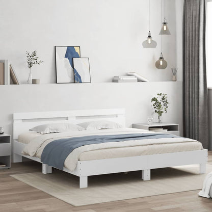 Giroletto con Testiera e LED Bianco 160x200 cm | homemem39