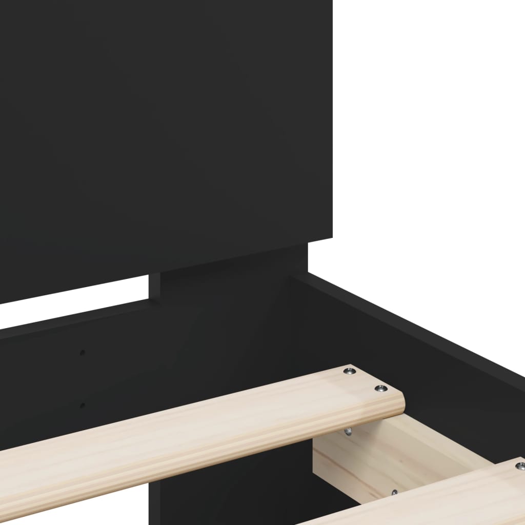 Giroletto con Testiera e LED Nero 160x200 cm | homemem39