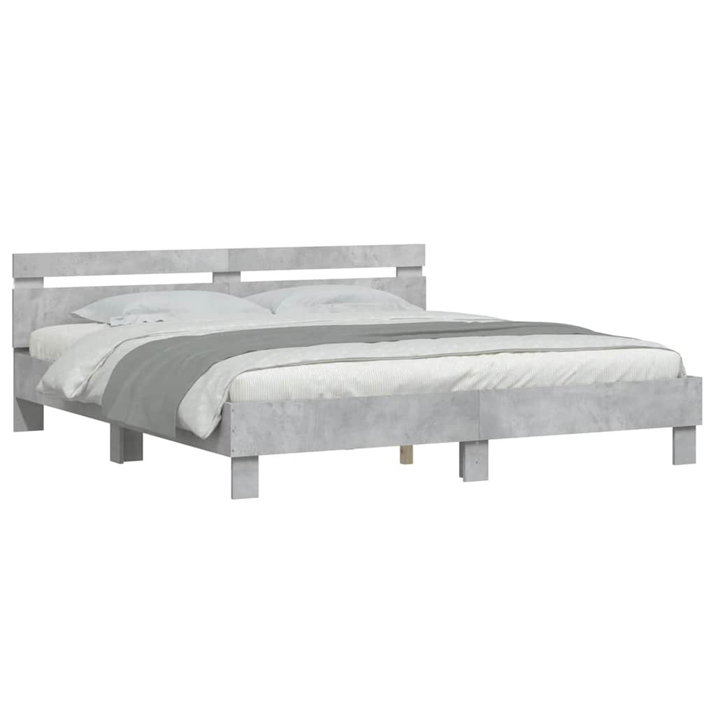 Giroletto con Testiera e LED Grigio Cemento 160x200 cm | homemem39