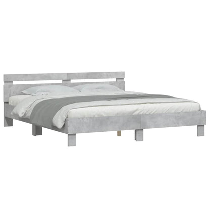Giroletto con Testiera e LED Grigio Cemento 160x200 cm | homemem39