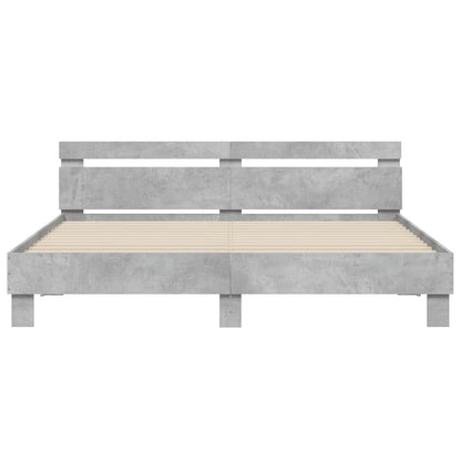 Giroletto con Testiera e LED Grigio Cemento 160x200 cm | homemem39