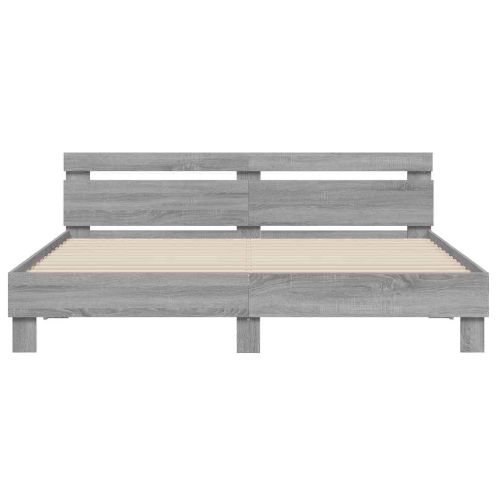 Giroletto con Testiera e LED Grigio Sonoma 160x200 cm | homemem39