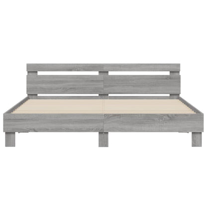 Giroletto con Testiera e LED Grigio Sonoma 160x200 cm | homemem39