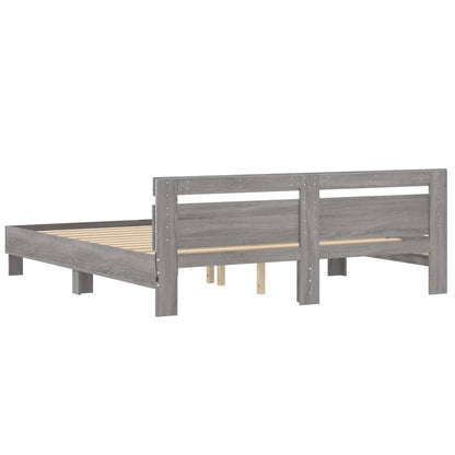Giroletto con Testiera e LED Grigio Sonoma 160x200 cm | homemem39