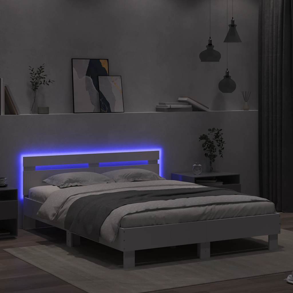 Giroletto con Testiera e LED Bianco 150x200 cm