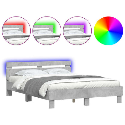Giroletto con Testiera e LED Grigio Cemento 150x200 cm | homemem39
