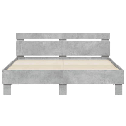Giroletto con Testiera e LED Grigio Cemento 150x200 cm | homemem39