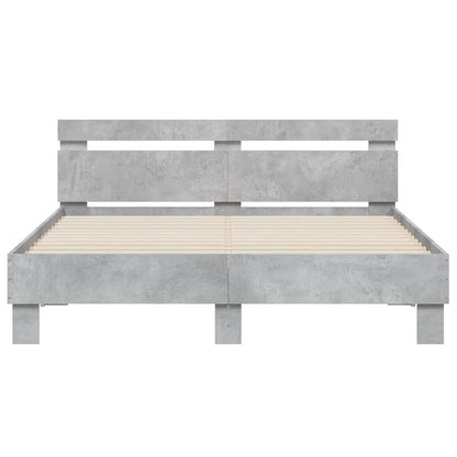 Giroletto con Testiera e LED Grigio Cemento 150x200 cm