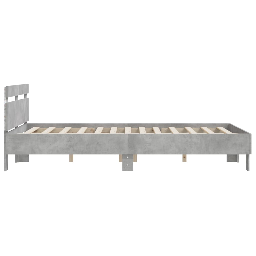 Giroletto con Testiera e LED Grigio Cemento 150x200 cm | homemem39
