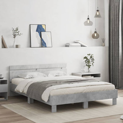 Giroletto con Testiera e LED Grigio Cemento 150x200 cm | homemem39