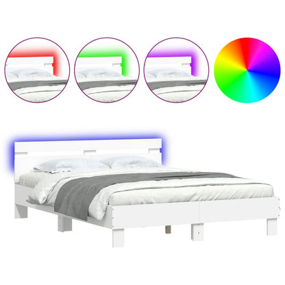 Giroletto con Testiera e LED Bianco 140x200 cm | homemem39