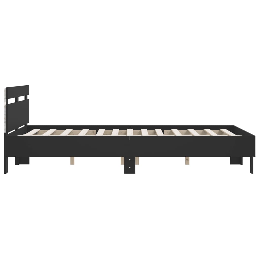 Giroletto con Testiera e LED Nero 140x200 cm | homemem39