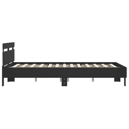 Giroletto con Testiera e LED Nero 140x200 cm | homemem39
