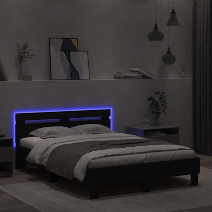 Giroletto con Testiera e LED Nero 120x200 cm