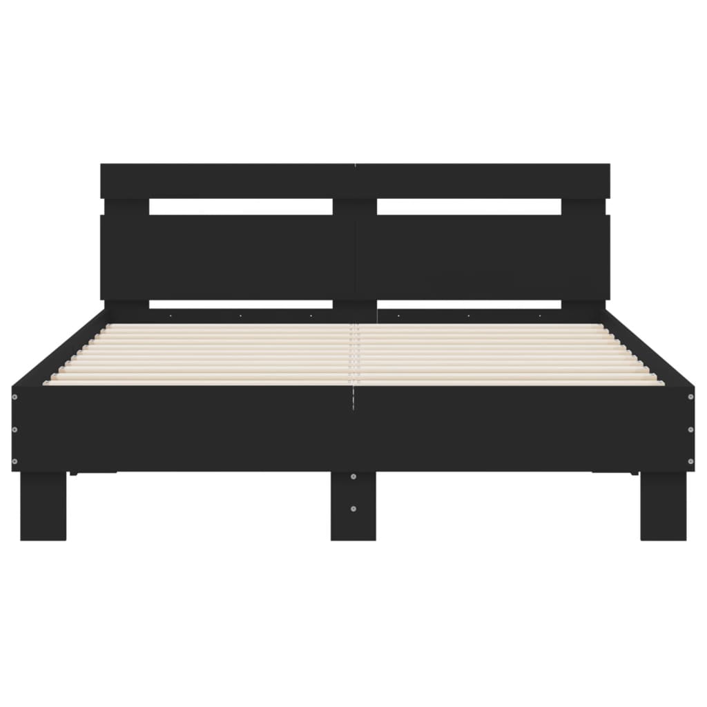 Giroletto con Testiera e LED Nero 120x200 cm | homemem39