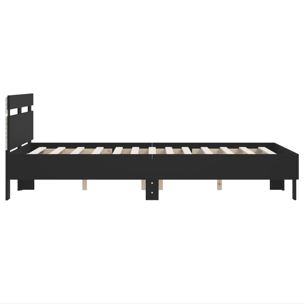 Giroletto con Testiera e LED Nero 120x200 cm | homemem39