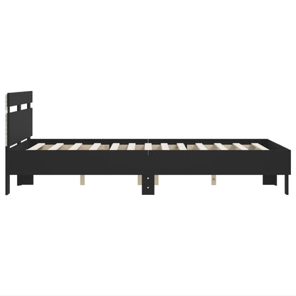 Giroletto con Testiera e LED Nero 120x200 cm | homemem39