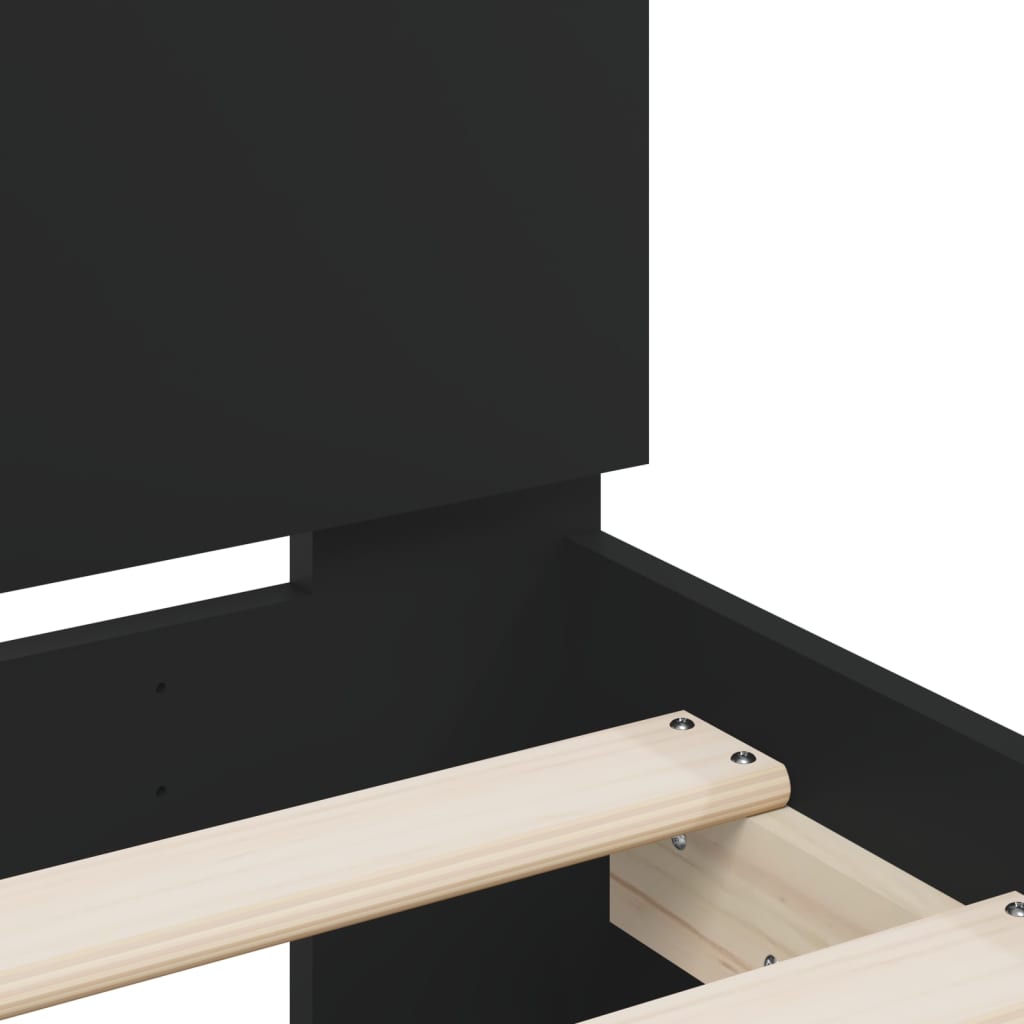 Giroletto con Testiera e LED Nero 120x200 cm | homemem39