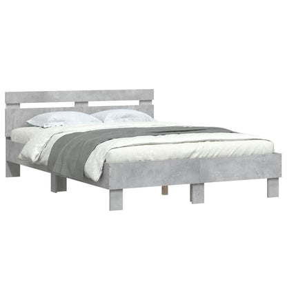 Giroletto con Testiera e LED Grigio Cemento 120x200 cm | homemem39