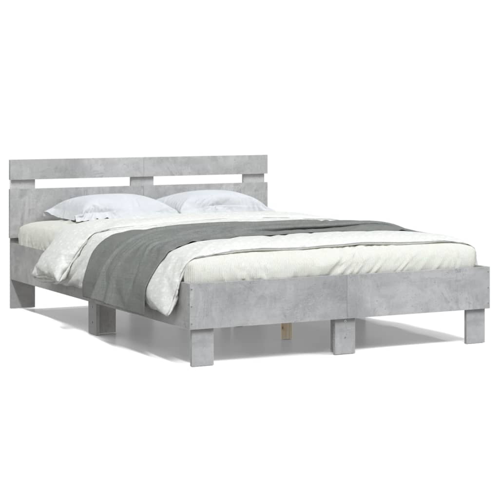 Giroletto con Testiera e LED Grigio Cemento 120x200 cm | homemem39