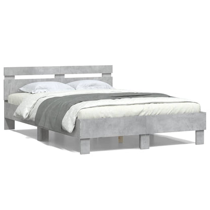 Giroletto con Testiera e LED Grigio Cemento 120x200 cm | homemem39