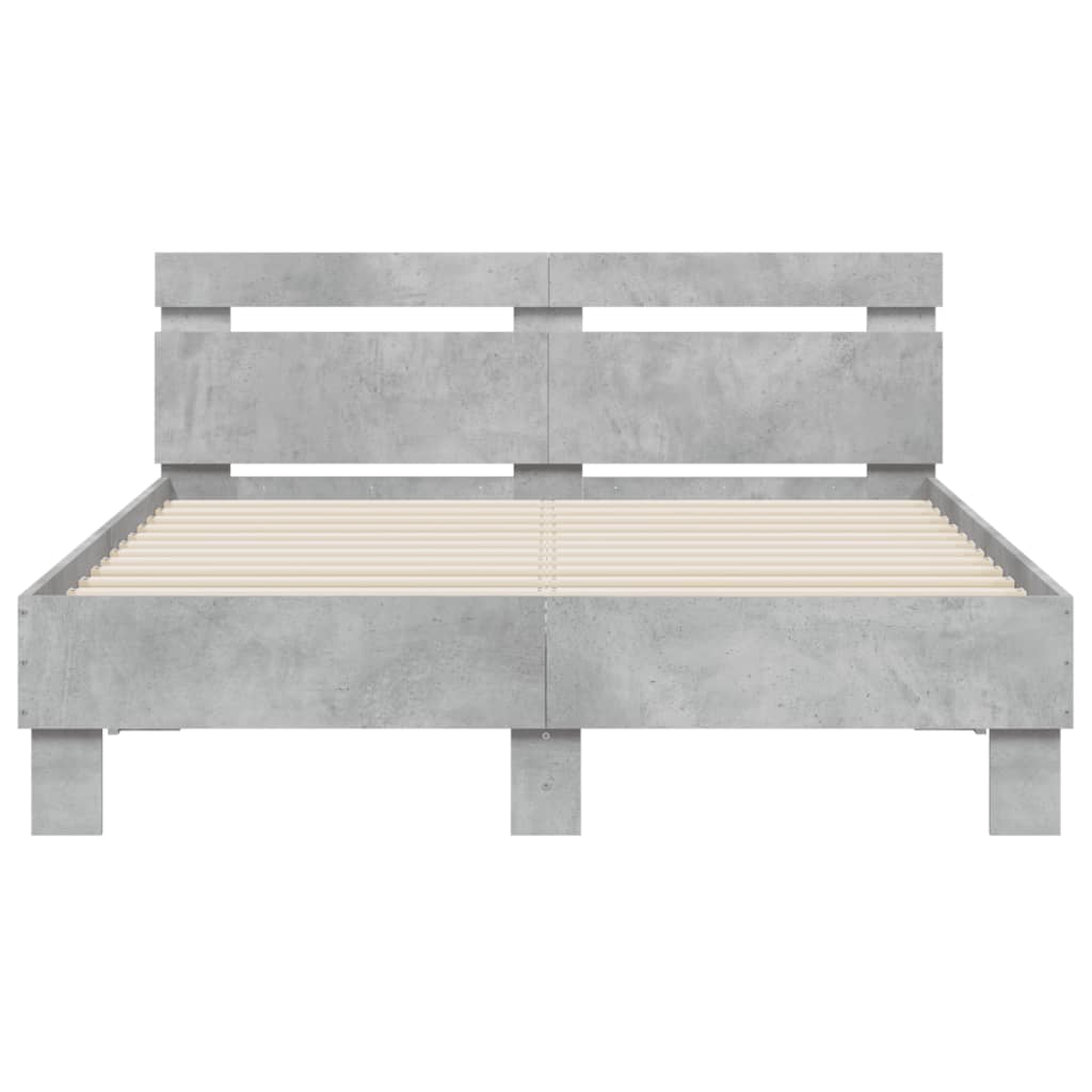 Giroletto con Testiera e LED Grigio Cemento 120x200 cm | homemem39