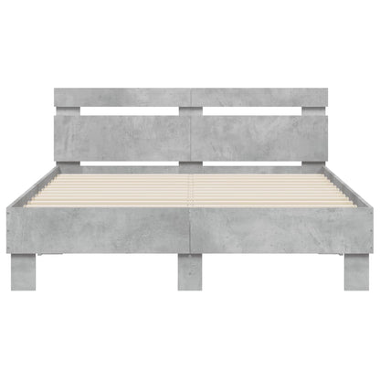 Giroletto con Testiera e LED Grigio Cemento 120x200 cm | homemem39