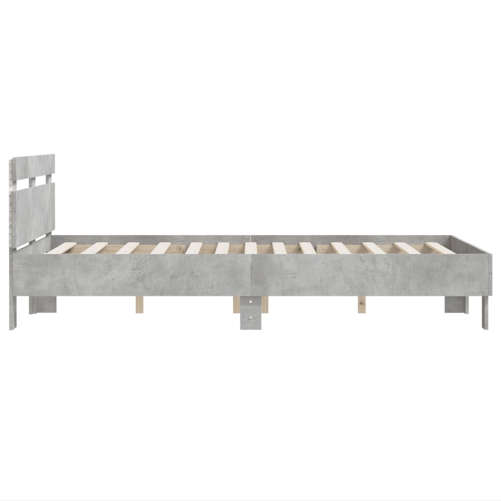 Giroletto con Testiera e LED Grigio Cemento 120x200 cm | homemem39