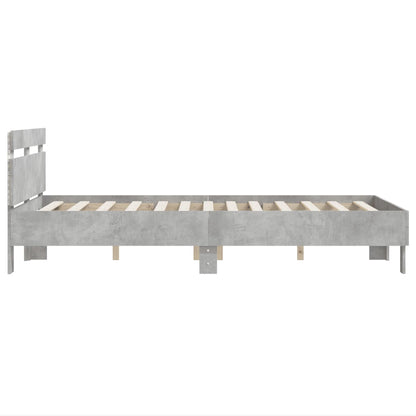Giroletto con Testiera e LED Grigio Cemento 120x200 cm | homemem39