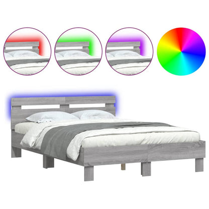 Giroletto con Testiera e LED Grigio Sonoma 120x200 cm | homemem39