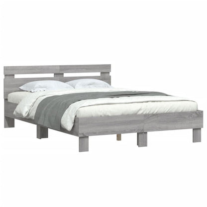 Giroletto con Testiera e LED Grigio Sonoma 120x200 cm | homemem39