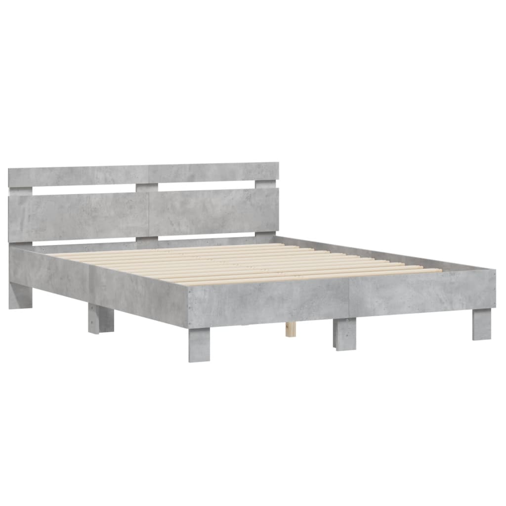 Giroletto con Testiera e LED Grigio Cemento 140x190 cm | homemem39