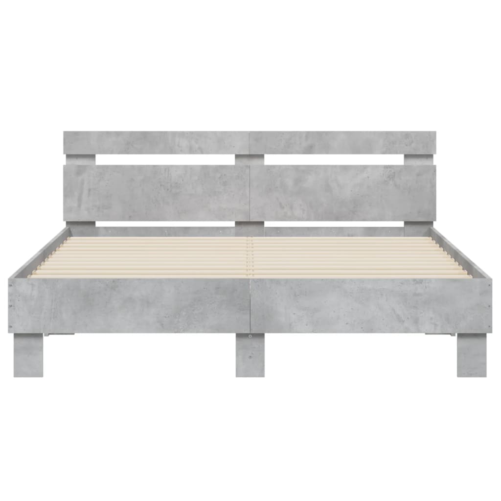 Giroletto con Testiera e LED Grigio Cemento 140x190 cm | homemem39