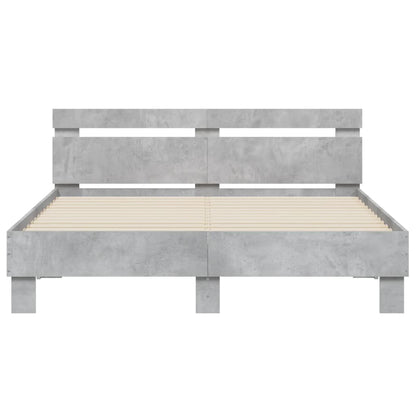 Giroletto con Testiera e LED Grigio Cemento 140x190 cm