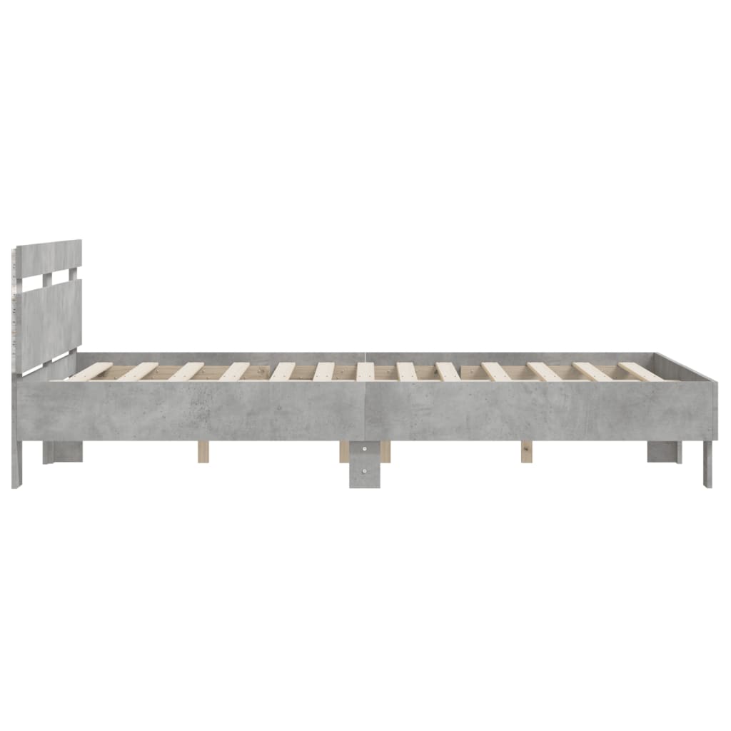 Giroletto con Testiera e LED Grigio Cemento 140x190 cm | homemem39