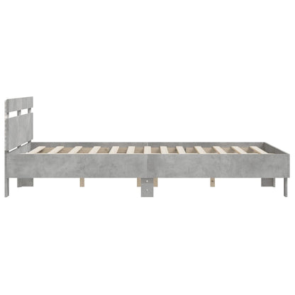 Giroletto con Testiera e LED Grigio Cemento 140x190 cm