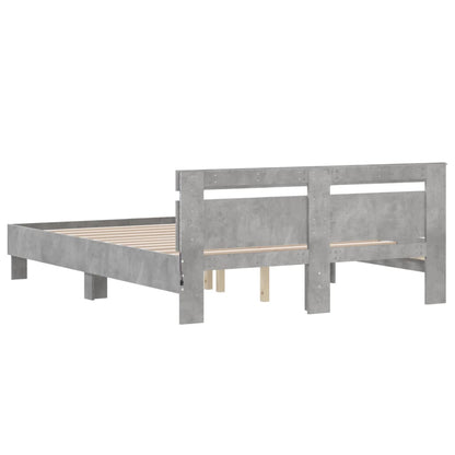 Giroletto con Testiera e LED Grigio Cemento 140x190 cm | homemem39