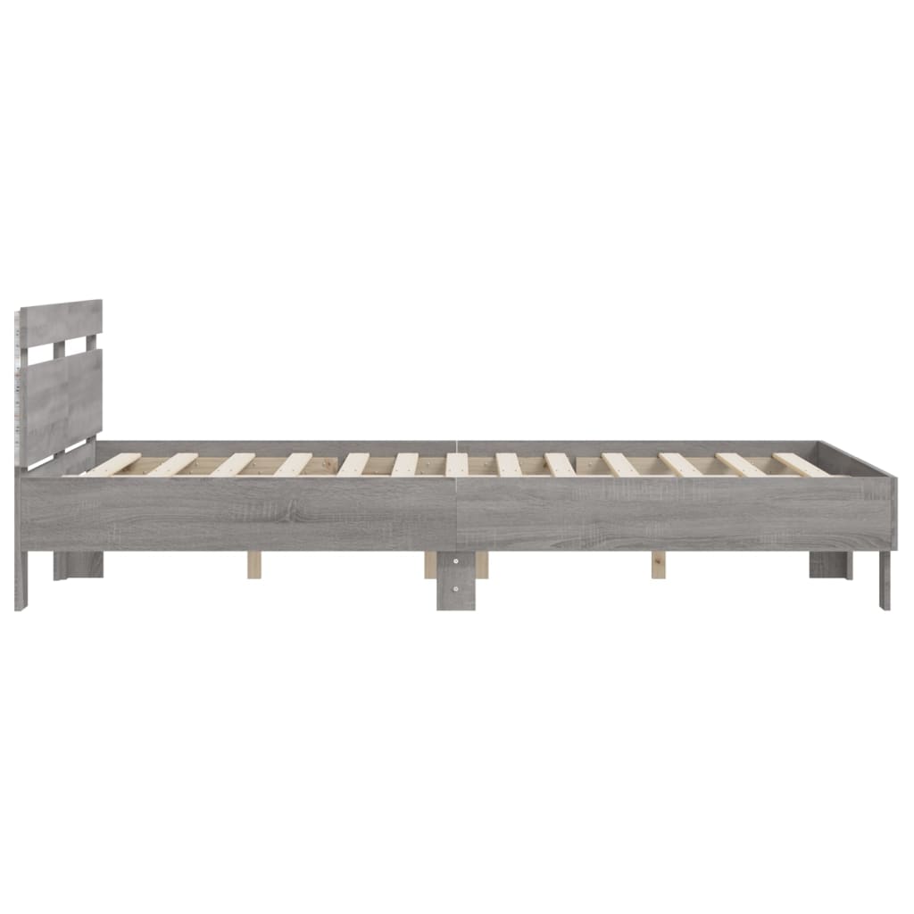 Giroletto con Testiera e LED Grigio Sonoma 140x190 cm