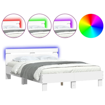 Giroletto con Testiera e LED Bianco 135x190 cm | homemem39
