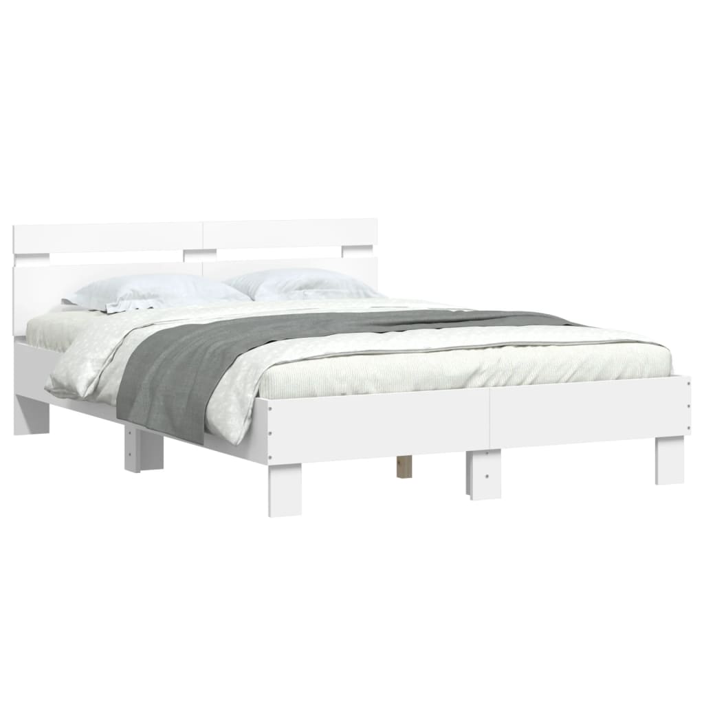 Giroletto con Testiera e LED Bianco 135x190 cm | homemem39