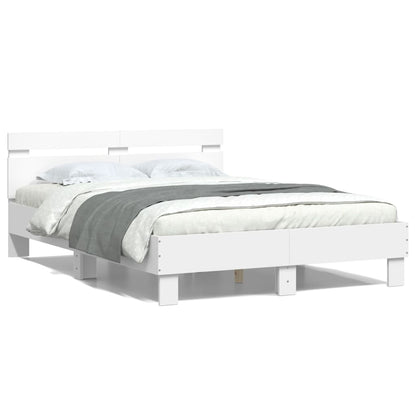 Giroletto con Testiera e LED Bianco 135x190 cm | homemem39