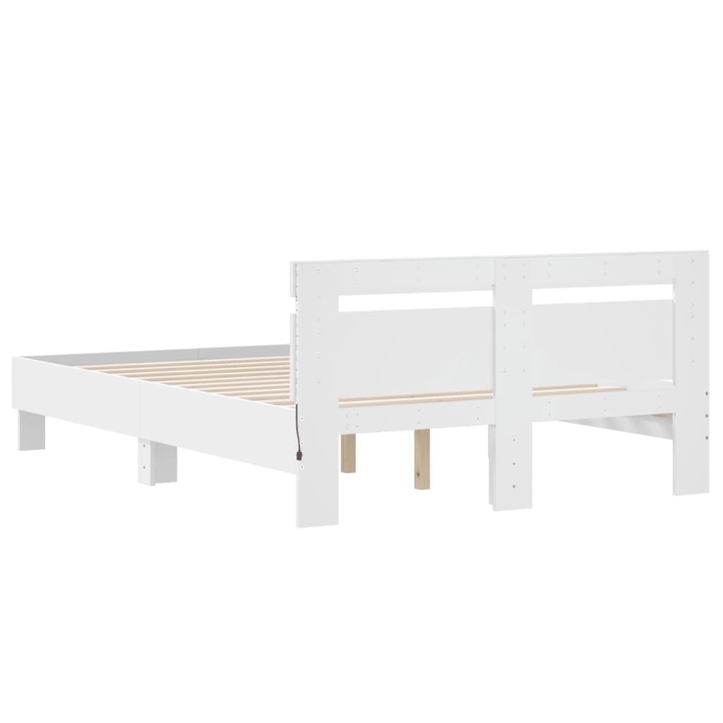 Giroletto con Testiera e LED Bianco 135x190 cm | homemem39