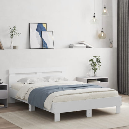 Giroletto con Testiera e LED Bianco 135x190 cm | homemem39