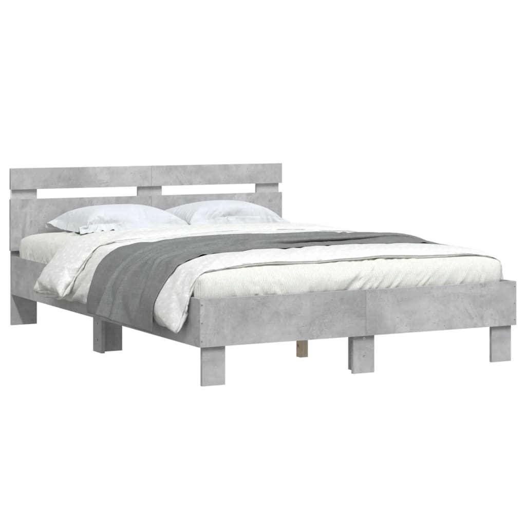 Giroletto con Testiera e LED Grigio Cemento 135x190 cm | homemem39