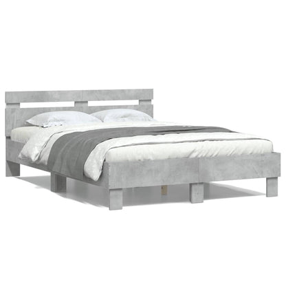 Giroletto con Testiera e LED Grigio Cemento 135x190 cm | homemem39