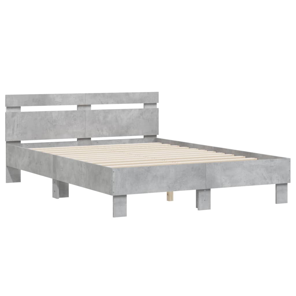 Giroletto con Testiera e LED Grigio Cemento 135x190 cm | homemem39