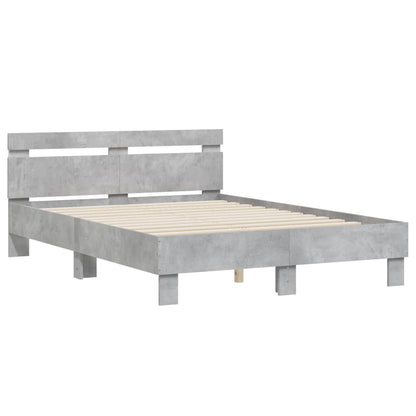 Giroletto con Testiera e LED Grigio Cemento 135x190 cm | homemem39