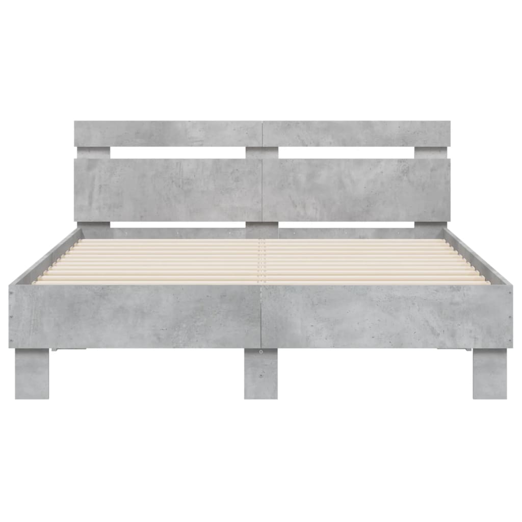 Giroletto con Testiera e LED Grigio Cemento 135x190 cm | homemem39