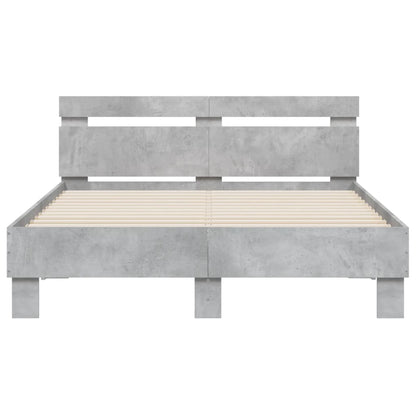 Giroletto con Testiera e LED Grigio Cemento 135x190 cm | homemem39