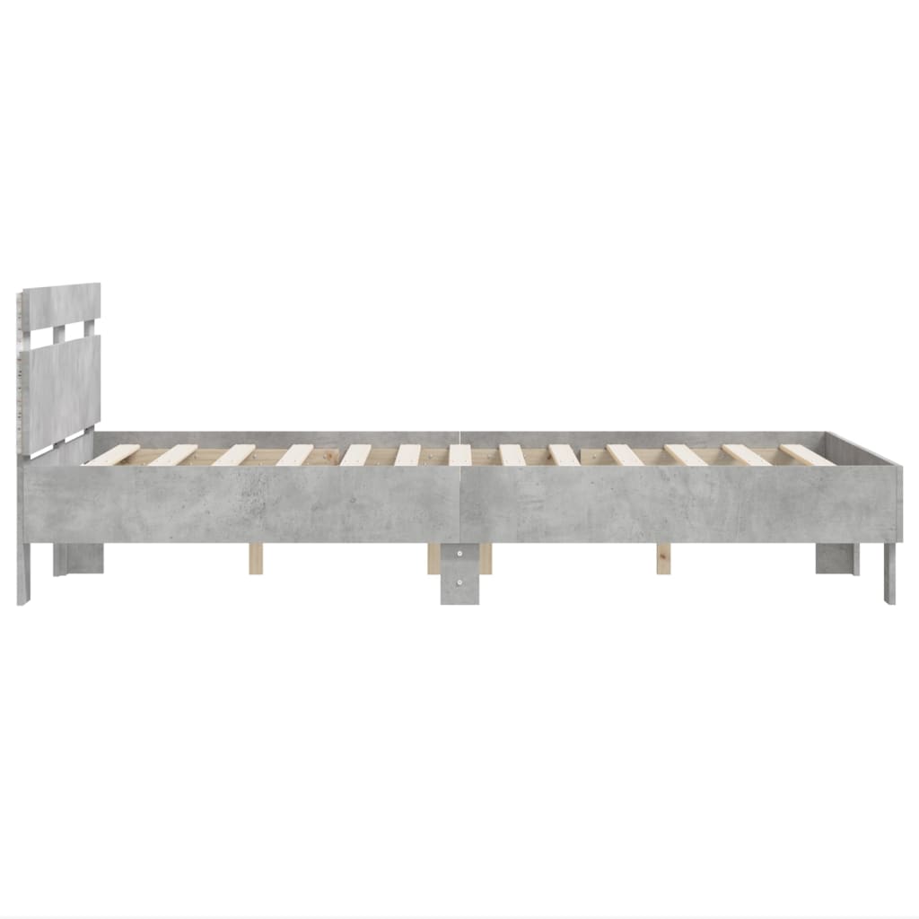 Giroletto con Testiera e LED Grigio Cemento 135x190 cm | homemem39